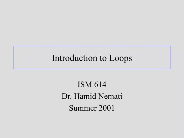 introduction to loops n.