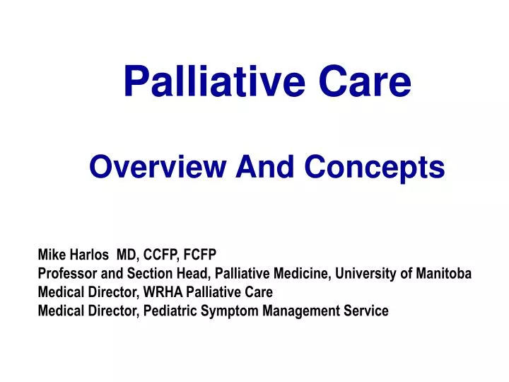 palliative care overview and concepts n.