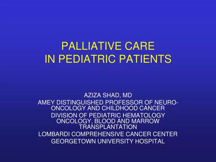 palliative care in pediatric patients n.