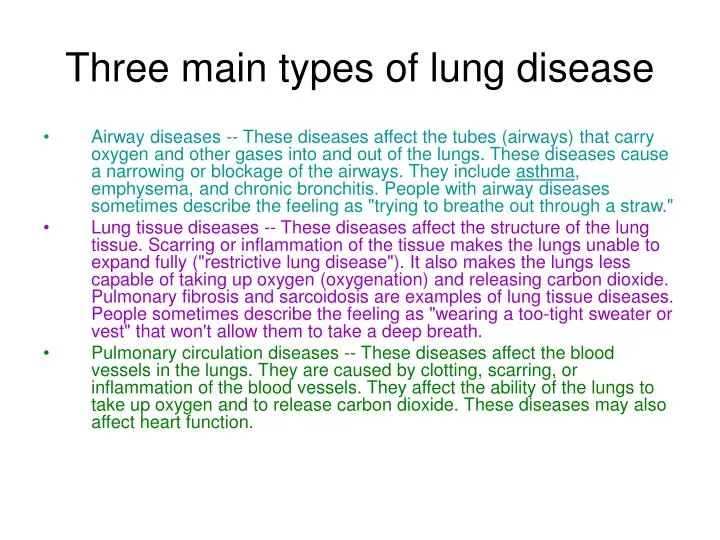 three main types of lung disease n.