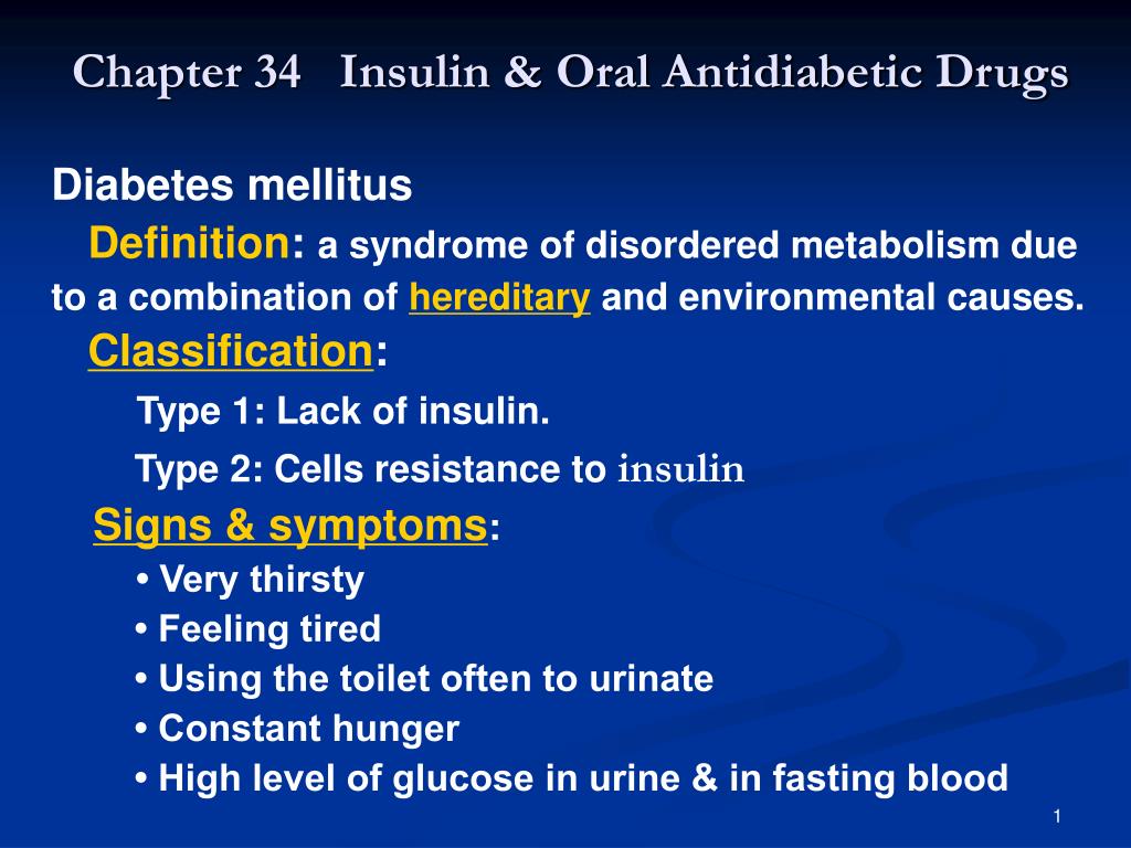 PPT - Chapter 34 Insulin & Oral Antidiabetic Drugs PowerPoint
