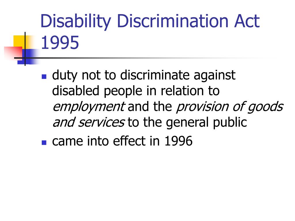 Ppt Disability Discrimination Act Powerpoint Presentation Free