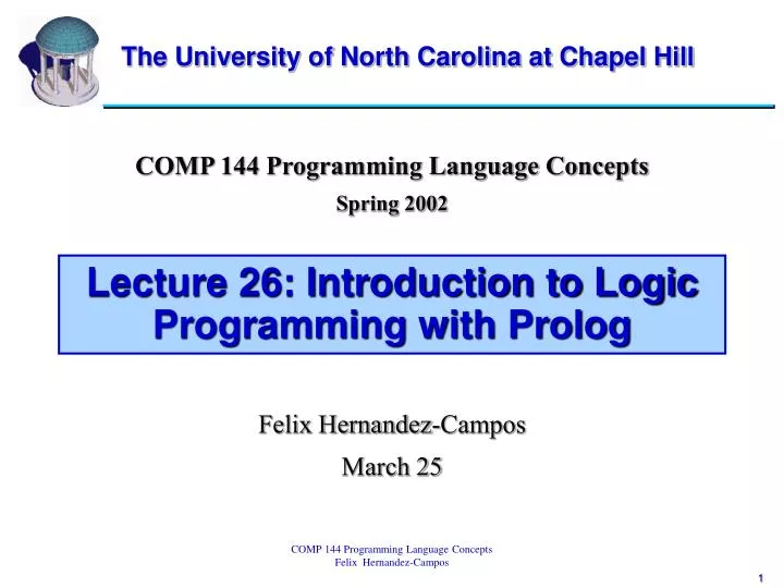 PPT - Lecture 26: Introduction to Logic Programming with Prolog ...