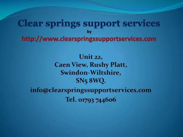 clear springs support services by http www clearspringssupportservices com n.