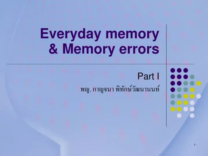 everyday memory memory errors n.