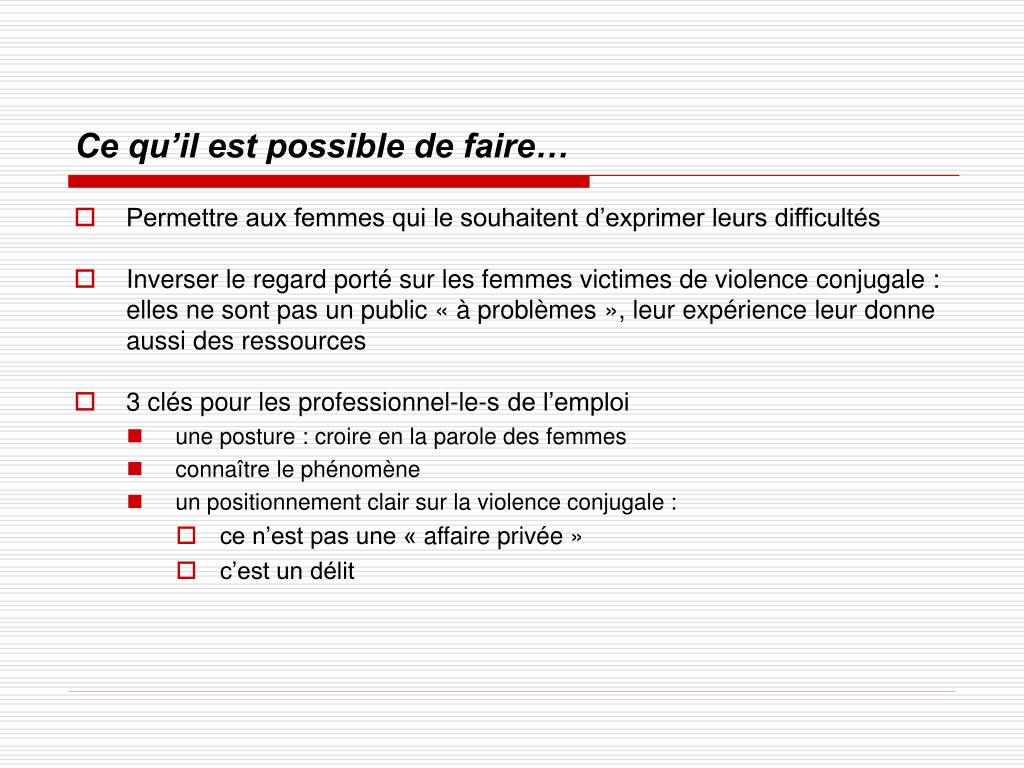 PPT - Les impacts de la violence conjugale sur l’insertion et le ...