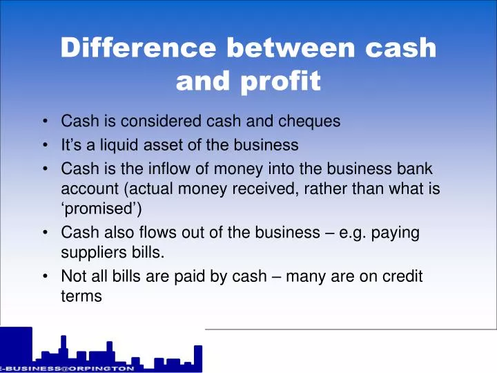 difference between cash and profit n.
