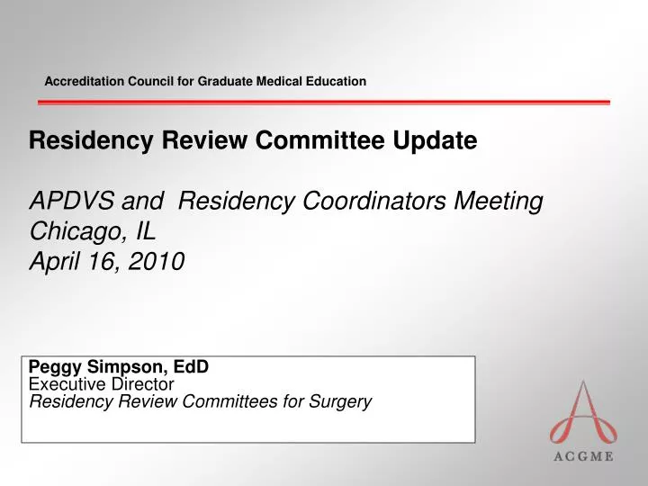 peggy simpson edd executive director residency review committees for surgery n.