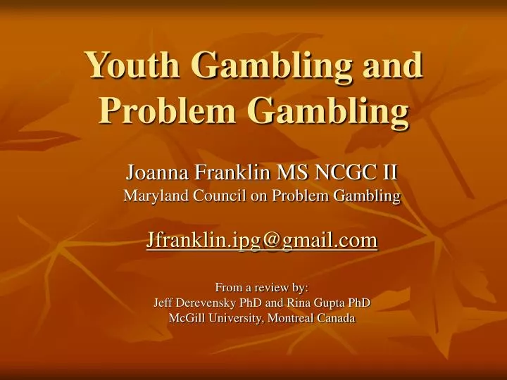youth gambling and problem gambling n.