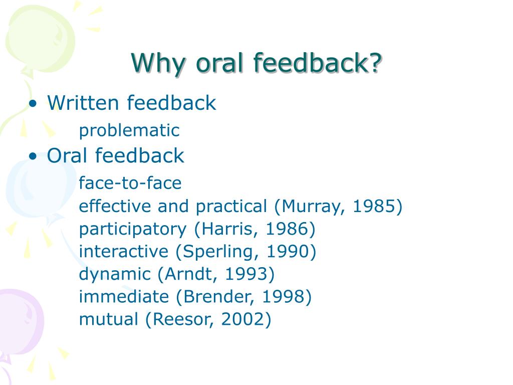 PPT Giving oral feedback on student writing What aspects should we