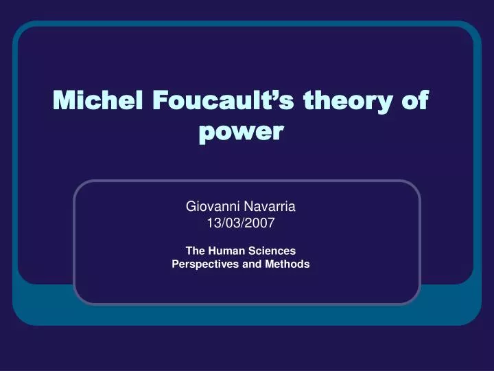 michel foucault s theory of power n.