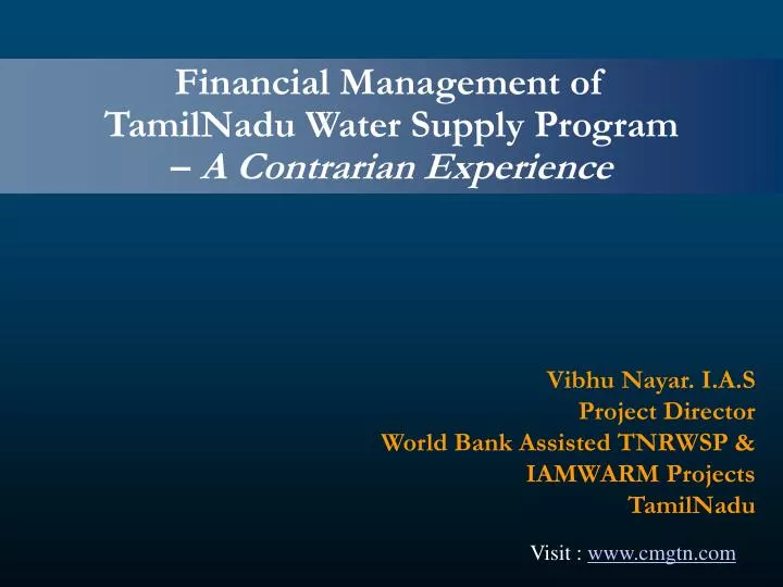 PPT Financial Management of TamilNadu Water Supply Program A
