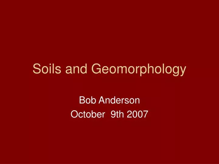 soils and geomorphology n.