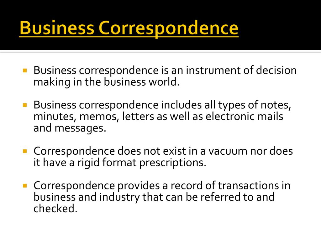 business correspondence presentation