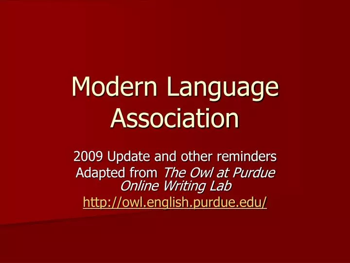 PPT Modern Language Association PowerPoint Presentation, free