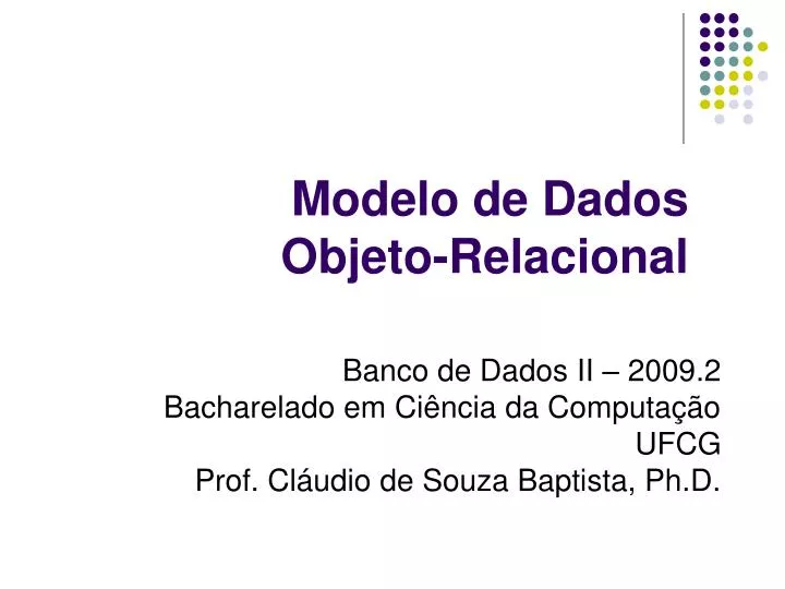 modelo de dados objeto relacional n.