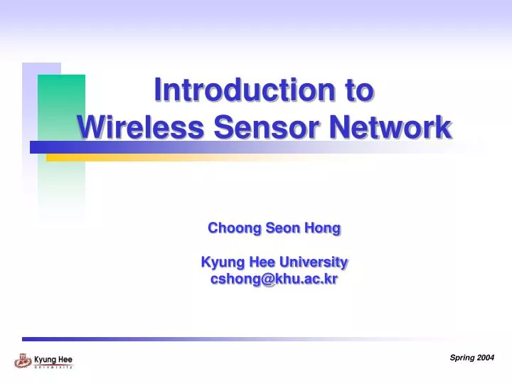 PPT Introduction to Wireless Sensor Network PowerPoint Presentation