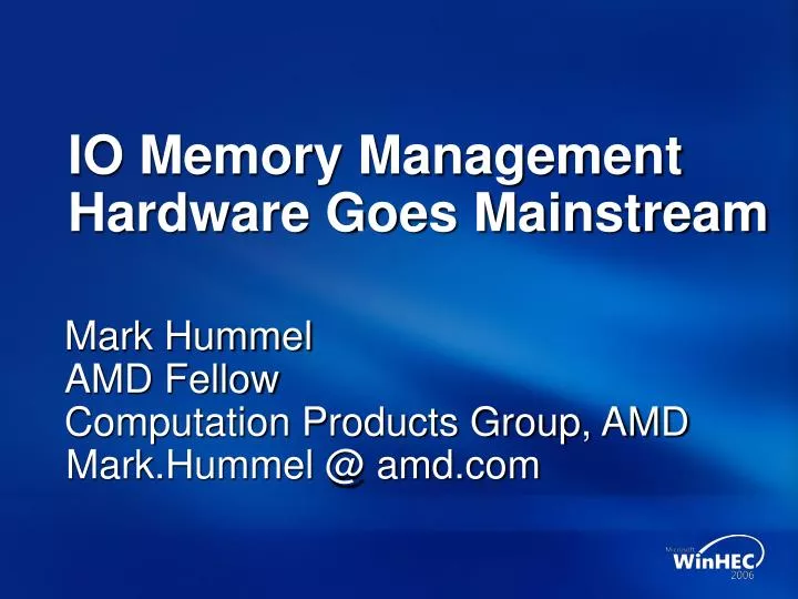 io memory management hardware goes mainstream n.