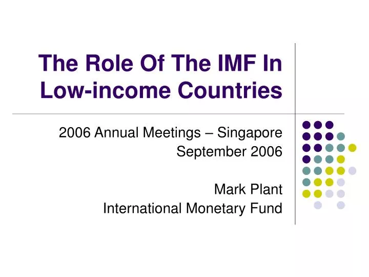 the role of the imf in low income countries n.