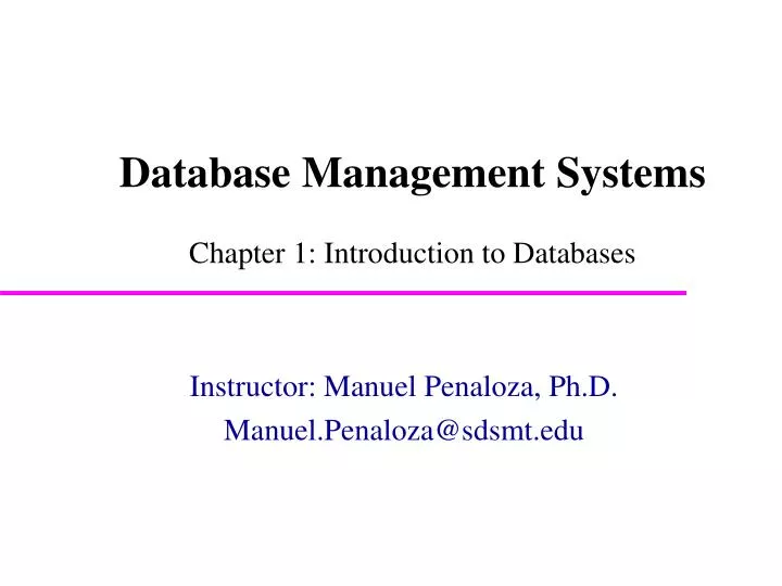 database management systems chapter 1 introduction to databases n.