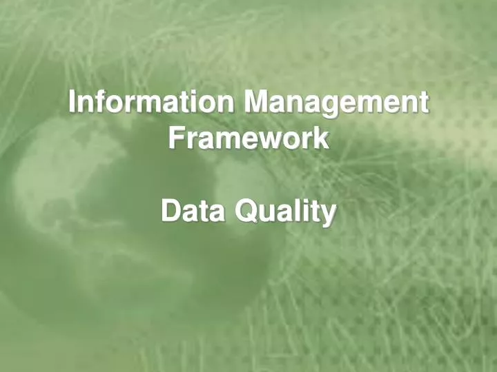 information management framework data quality n.