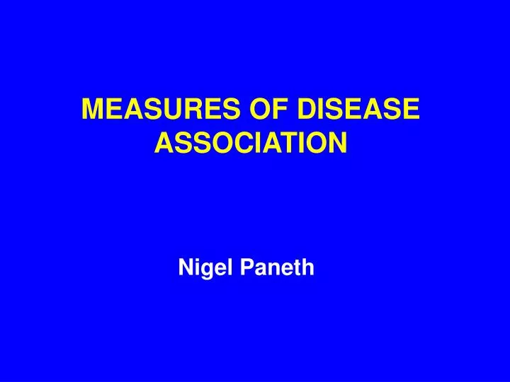 measures of disease association n.