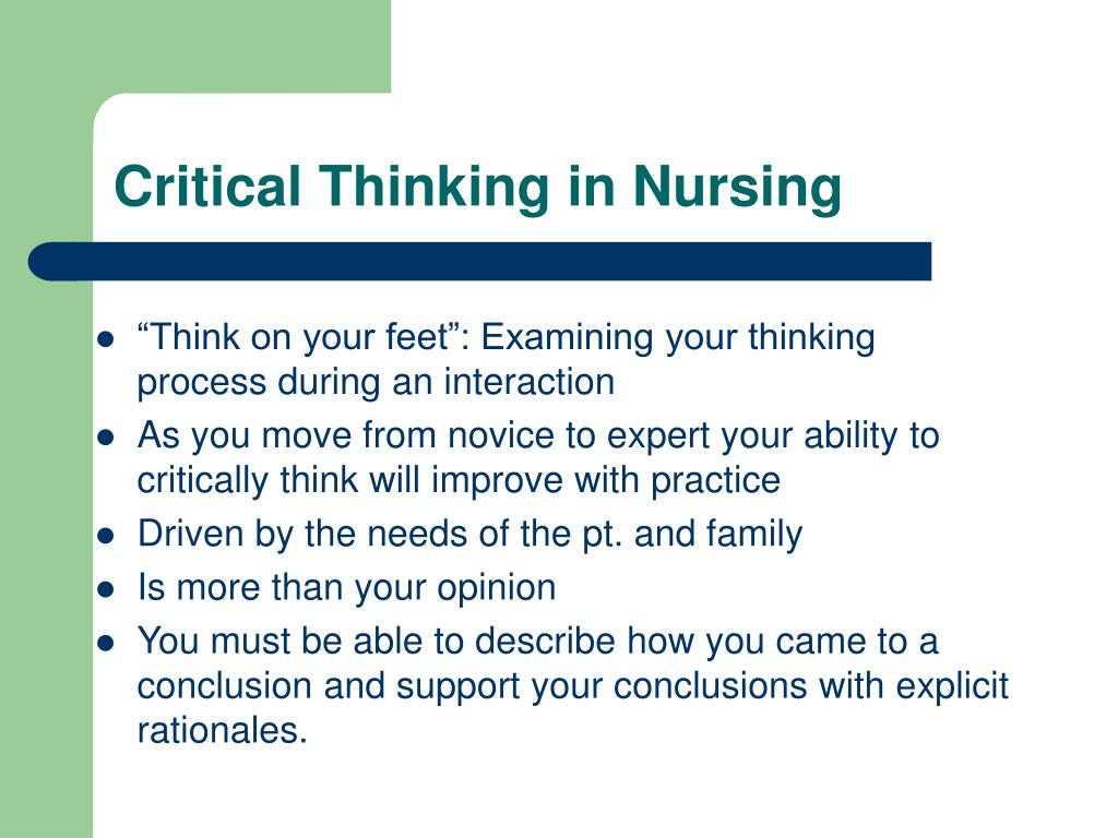 what is an example of critical thinking in nursing