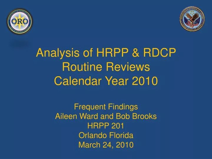 analysis of hrpp rdcp routine reviews calendar year 2010 n.