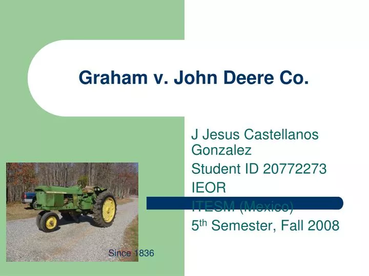 PPT Graham v. John Deere Co. PowerPoint Presentation, free download