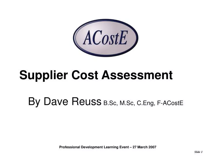 PPT Supplier Cost Assessment PowerPoint Presentation, free download