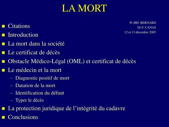 PPT LA MORT PowerPoint Presentation, free download ID689001