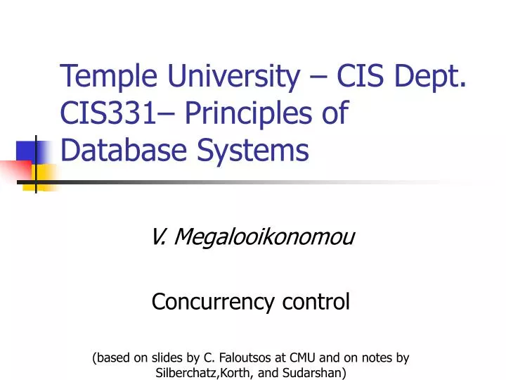 temple university cis dept cis331 principles of database systems n.