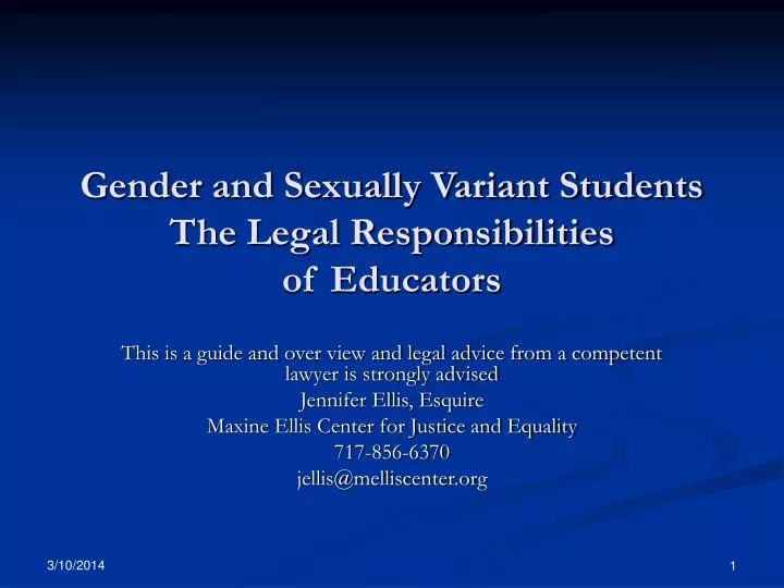 gender and sexually variant students the legal responsibilities of educators n.