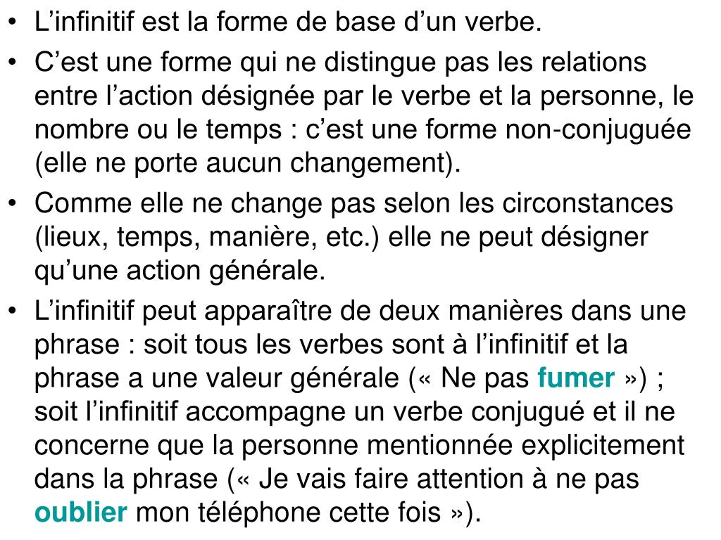 C est Quoi Un Verbe à L infinitif PPT - L'infinitif PowerPoint Presentation, free download - ID:692684