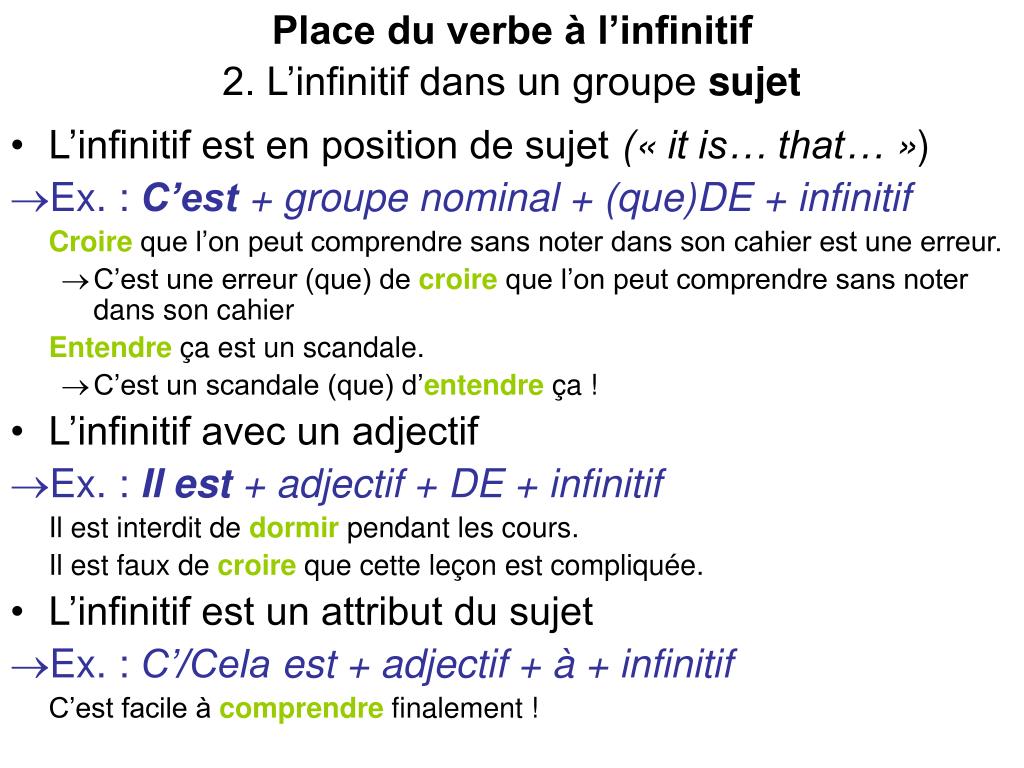 Qu'est-ce Qu'un Verbe à L'infinitif Conjugaison De L39infinitif 1 Infinitif Prsent Infinitif Pass