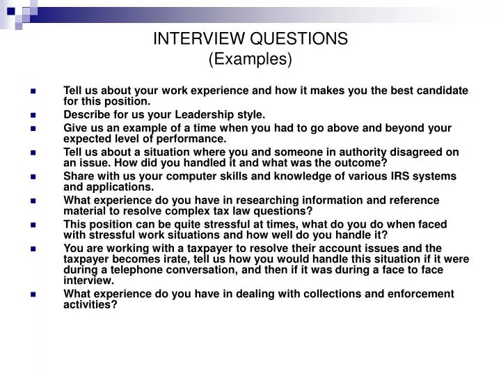 Ppt interview questions examples powerpoint presentation free