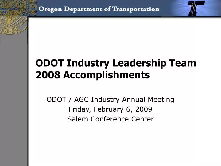 odot industry leadership team 2008 accomplishments n.