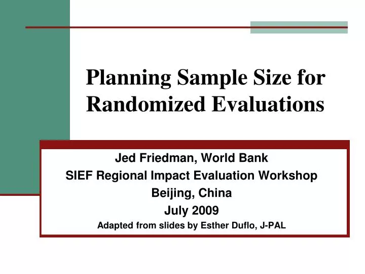 planning sample size for randomized evaluations n.