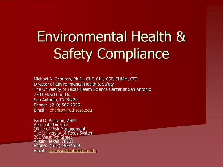 environmental health safety compliance n.