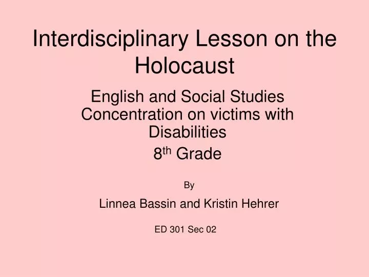 interdisciplinary lesson on the holocaust n.