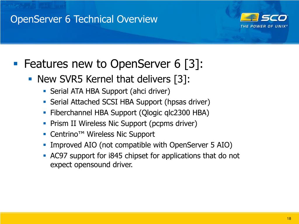 PPT - SCO OpenServer 6 Technical Overview and Demonstration PowerPoint ...