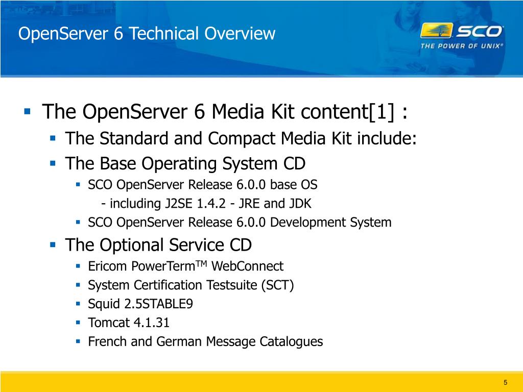 PPT - SCO OpenServer 6 Technical Overview and Demonstration PowerPoint ...