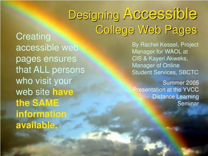 designing accessible college web pages n.
