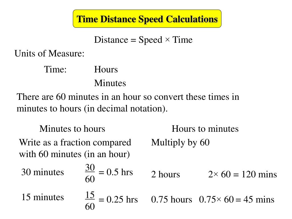 Time, distance and speed