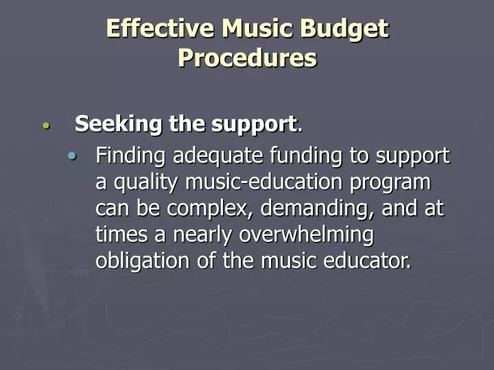 effective music budget procedures n.