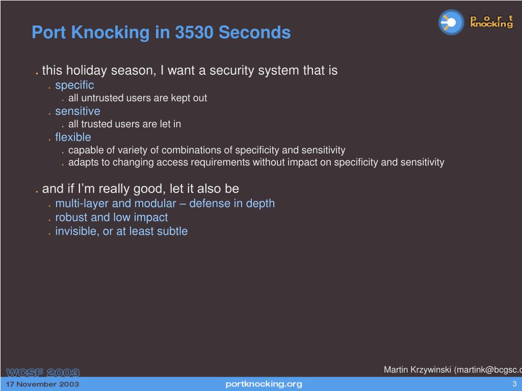 PPT Port Knocking in 30 seconds PowerPoint Presentation, free