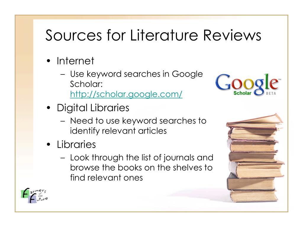 relevant primary sources for the literature review