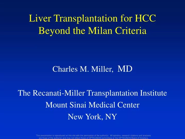 liver transplantation for hcc beyond the milan criteria n.