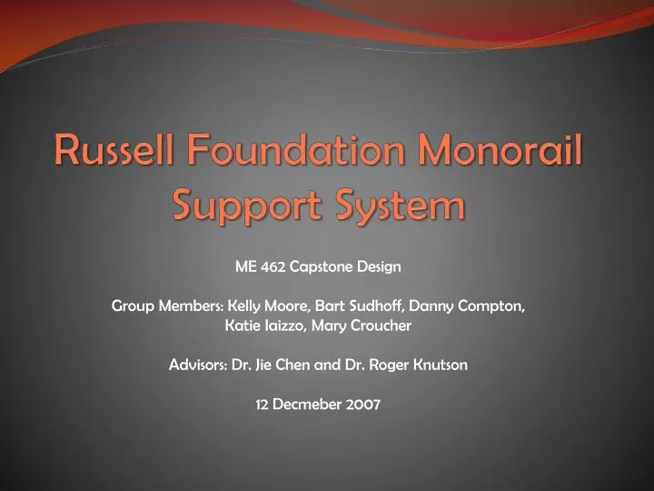 russell foundation monorail support system n.