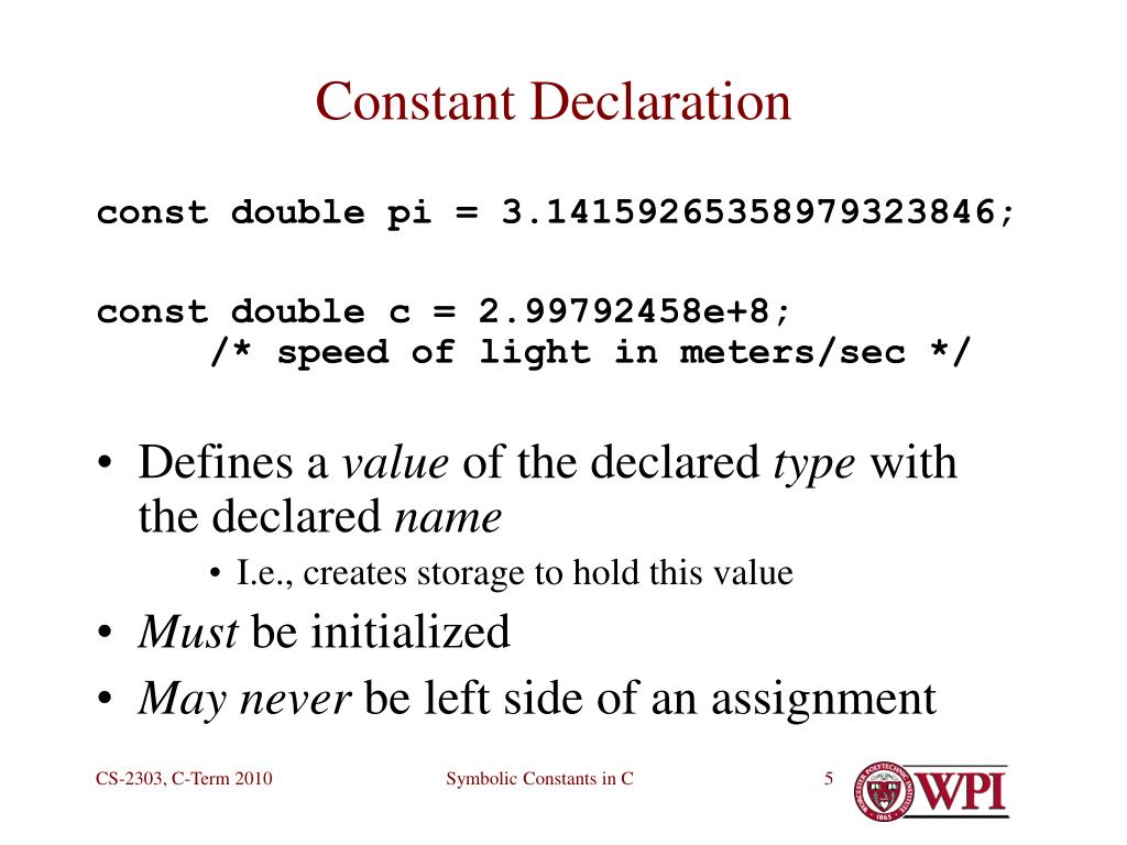 PPT - Digression – Symbolic Constants in C PowerPoint Presentation ...